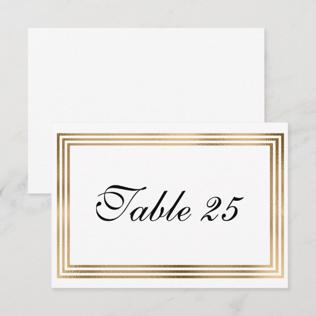 Cartão de número de tabela de casamento com borda  (Frente/Verso)