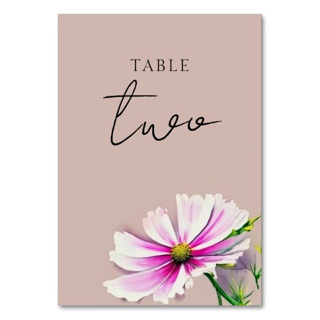 Cartão de Número de Tabela de Casamento de Flores  (Frente)