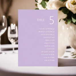 Cartão de Número de Tabela de Casamento de lavanda