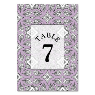 Cartão de Número de Tabela de Casamento de Mandala