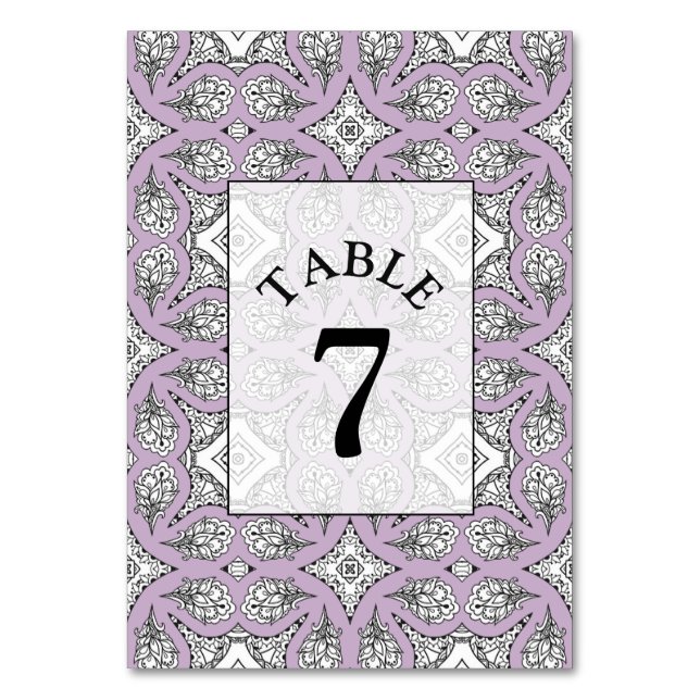 Cartão de Número de Tabela de Casamento de Mandala (Frente)