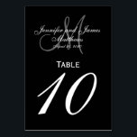 Cartão de Número de Tabela de Casamento de Monogra<br><div class="desc">Cartões Números de Tabela de Casamento Preto e Branco com monograma de bandeja personalizado. Design por Elke Clarke ©2008. Personalize com seus nomes de noiva e noivo, sobrenome de recém-casados, data inicial do monograma e do casamento. Encomende um por mesa com cada número de tabela, mas ainda recebe o desconto...</div>