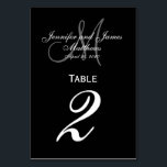 Cartão de Número de Tabela de Casamento de Monogra<br><div class="desc">Cartões Números de Tabela de Casamento Preto e Branco com monograma de bandeja personalizado. Design por Elke Clarke ©. Personalize com seus nomes de noiva e noivo, sobrenome de recém-casados, data inicial do monograma e do casamento. Encomende um por mesa com cada número de tabela, mas ainda recebe o desconto...</div>