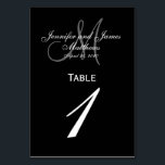Cartão de Número de Tabela de Casamento de Monogra<br><div class="desc">Cartões Números de Tabela de Casamento Preto e Branco com monograma de bandeja personalizado. Design por Elke Clarke ©2008. Personalize com seus nomes de noiva e noivo, sobrenome de recém-casados, data inicial do monograma e do casamento. Encomende um por mesa com cada número de tabela, mas ainda recebe o desconto...</div>