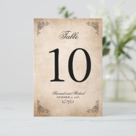 Cartão de Número de Tabela de Casamento de Pergami