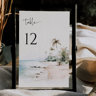 Cartão de Número de Tabela de Casamento de Praia T