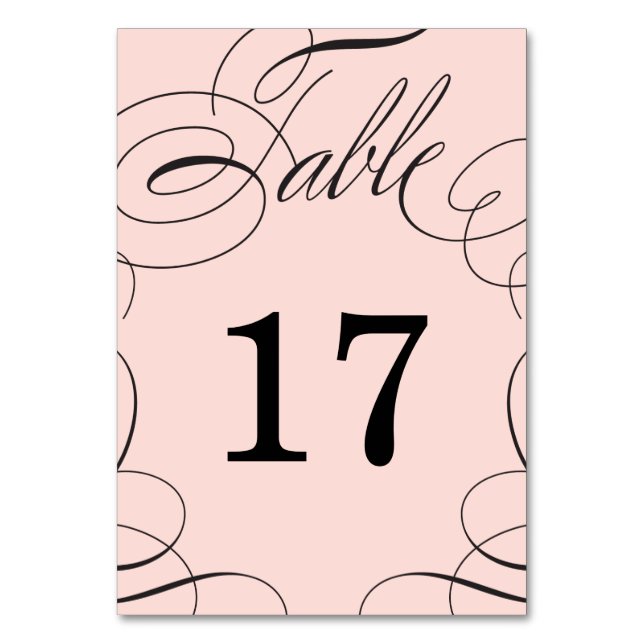Cartão de Número de Tabela de Casamento de Swash C (Frente)