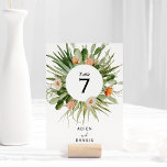 Cartão de Número de Tabela de Casamento do Deserto<br><div class="desc">Este cartão de número da mesa de casamento do cactus floral do deserto é perfeito para o seu casamento no deserto moderno. Esta design apresenta caligrafia simples preta com cenoura rusticada de cacto, plantas de ar, suculentos e cacto floresce em armações geométricas de arco em um clássico fundo branco brilhante...</div>