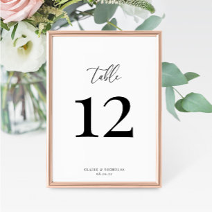 Cartão de Número de Tabela de Casamento Elegante M