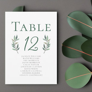 Cartão de Número de Tabela de Casamento Eucalyptus