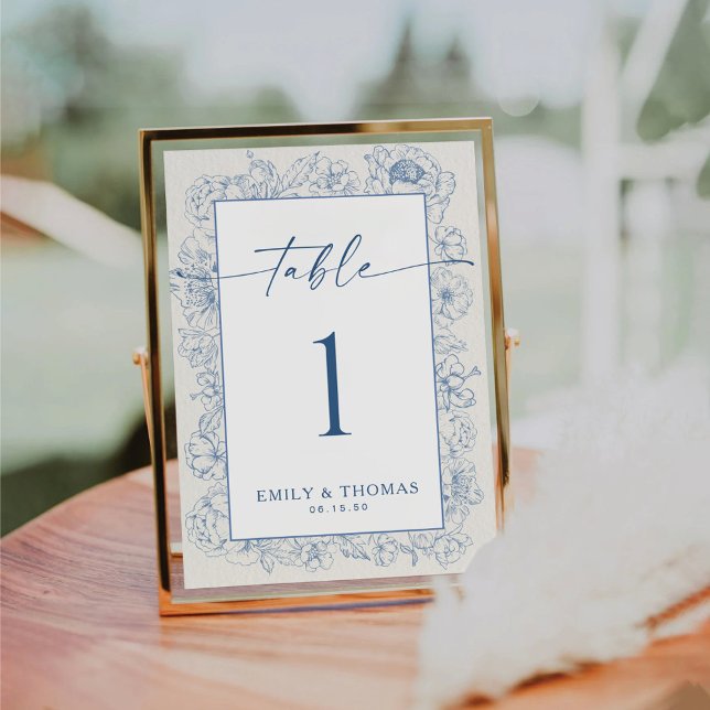 Cartão de Número de Tabela de Casamento Floral Chi (Criador carregado)