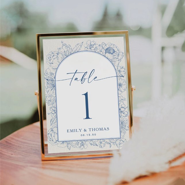 Cartão de Número de Tabela de Casamento Floral Chi (Criador carregado)