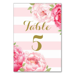 Cartão de Número de Tabela de Casamento Floral Ros