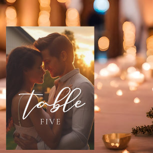 Cartão de Número de Tabela de Casamento Fotográfic