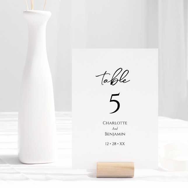 Cartão de Número de Tabela de Casamento Minimalist (Criador carregado)