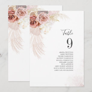 Cartão de Número de Tabela de Casamento Pampas Gra