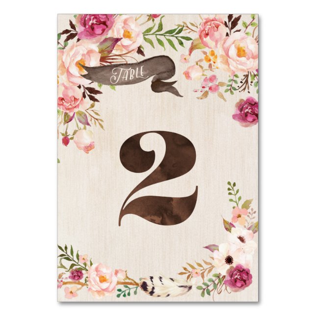Cartão de Número de Tabela de Casamento Russo Flor (Verso)