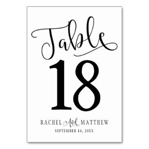 Cartão de Número de Tabela de Casamento Simples&Mo