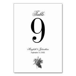 Cartão de Número de Tabela de Casamento Toile & Ca