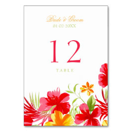 Cartão de Número de Tabela de Casamento Tropical H