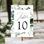 Cartão de Número de Tabela de Casamento Verde Abun<br><div class="desc">Cartões de mesa de casamento elegantes e botânicos com o número da tabela aninhados em um quadro retangular cercados por eucalipto, samambaias e outros ricos verdes. Personalize o número de cada placa de mesa e adicione-o ao seu carrinho. Os números das tabelas 5x7 foram projetados para coordenar com nossa coleção...</div>