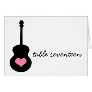 Cartão de Número de Tabela de Coração de Guitarra