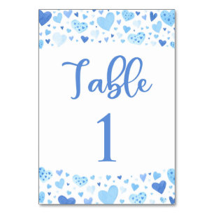 Cartão de Número de Tabela de Corações Azuis de Co