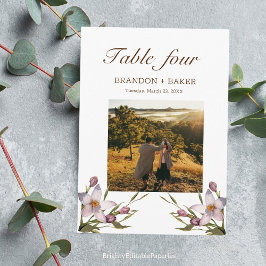 Cartão de Número de Tabela de Flor Rosa de Casamen