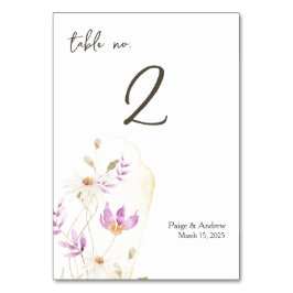 Cartão de Número de Tabela de Flores Selvagens