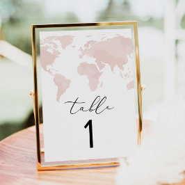 Cartão de Número de Tabela de Mapa Rosa de Viagem 