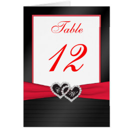 Cartão de Número de Tabela de Pleats de Satin Verm