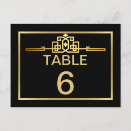 Cartão de Número de Tabela Deco do Romance de ouro