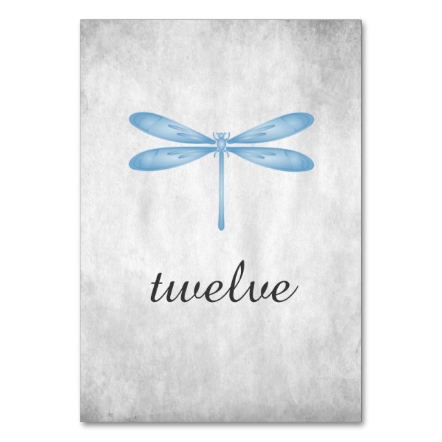 Cartão de Número de Tabela Dragonfly Azul (Frente)