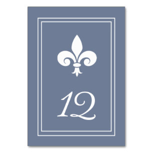 Cartão de Número de Tabela Dusty Blue Fleur de Lis