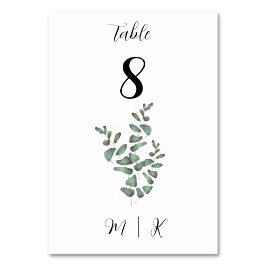 Cartão de Número de Tabela Eucalyptus | Casamento