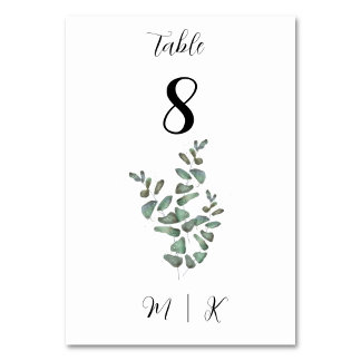 Cartão de Número de Tabela Eucalyptus | Casamento
