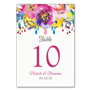 Cartão de Número de Tabela Floral de Casamento Flo