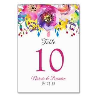 Cartão de Número de Tabela Floral de Casamento Flo