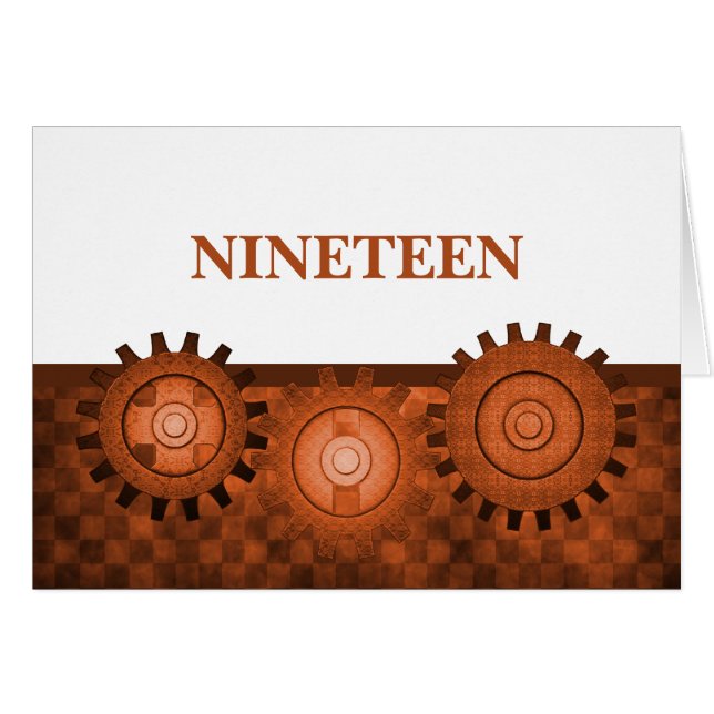 Cartão de Número de Tabela Gears Steampunk, Orange (Frente Horizontal)