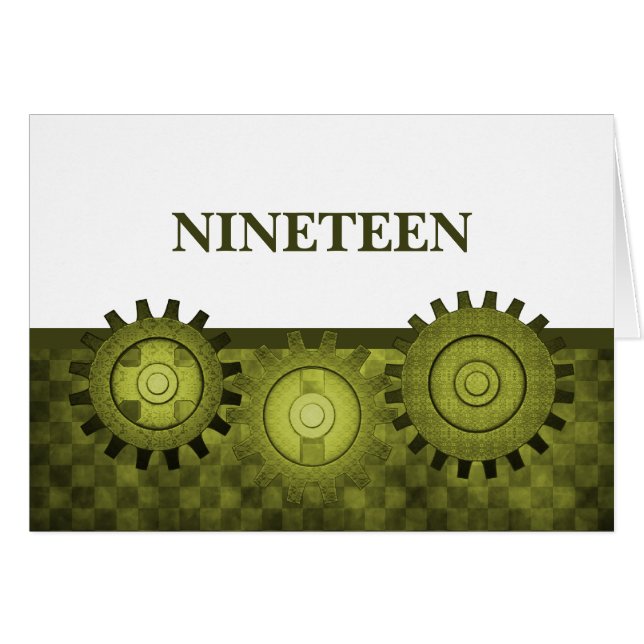 Cartão de Número de Tabela Gears Steampunk, verde (Frente Horizontal)