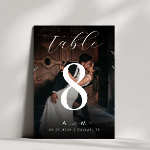 Cartão de Número de Tabela Preto de Casamento Pret