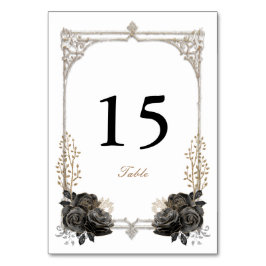 Cartão de Número de Tabela Quinceañera Preto e Dou