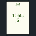 Cartão de Número de Tabela Simples de Monograma de<br><div class="desc">Crie os cartões de número da tabela com os monogramas desejados e a data especial. Muito leve de amarelo com fonte verde. Apelo simples e moderno. Perfeito com os suprimentos de casamento da Design da Árvore Romântica. Adicione seu monograma de casal, data do casamento e número da mesa. Use a...</div>