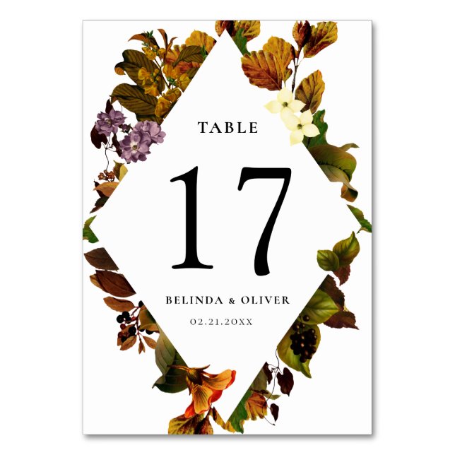 Cartão de Número Personalizado de Tabela Grace Vin (Frente)