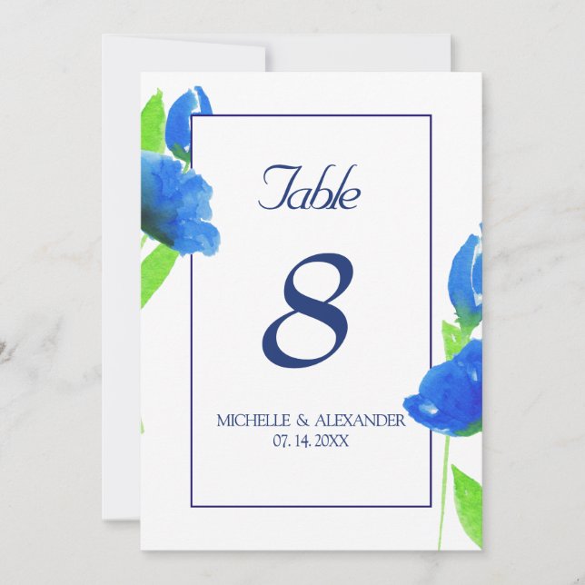 Cartão de números de mesa com flores silvestres em (Frente)