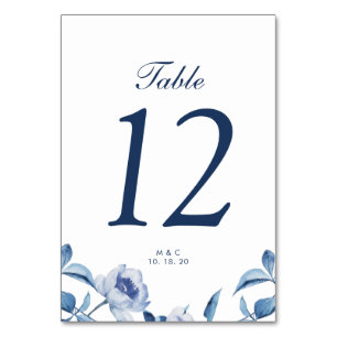 Cartão de Números de Mesa de Casamento Floral com 