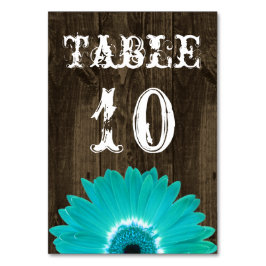 Cartão de Números de Mesa de Casamento Rustic Teal