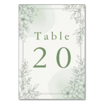 Cartão de Números de Mesa de Recepção com Arte de