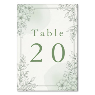 Cartão de Números de Mesa de Recepção com Arte de