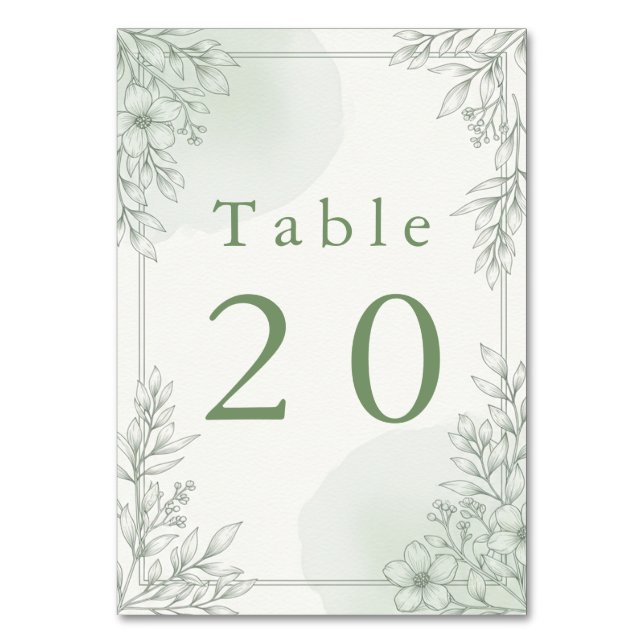 Cartão de Números de Mesa de Recepção com Arte de  (Frente)
